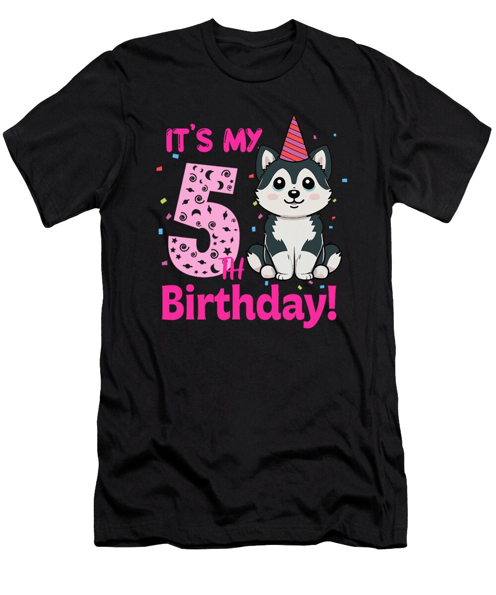 Its My 5th Birthday Husky Dog Lovers 5 Years Natalie Lidford T-Shirt