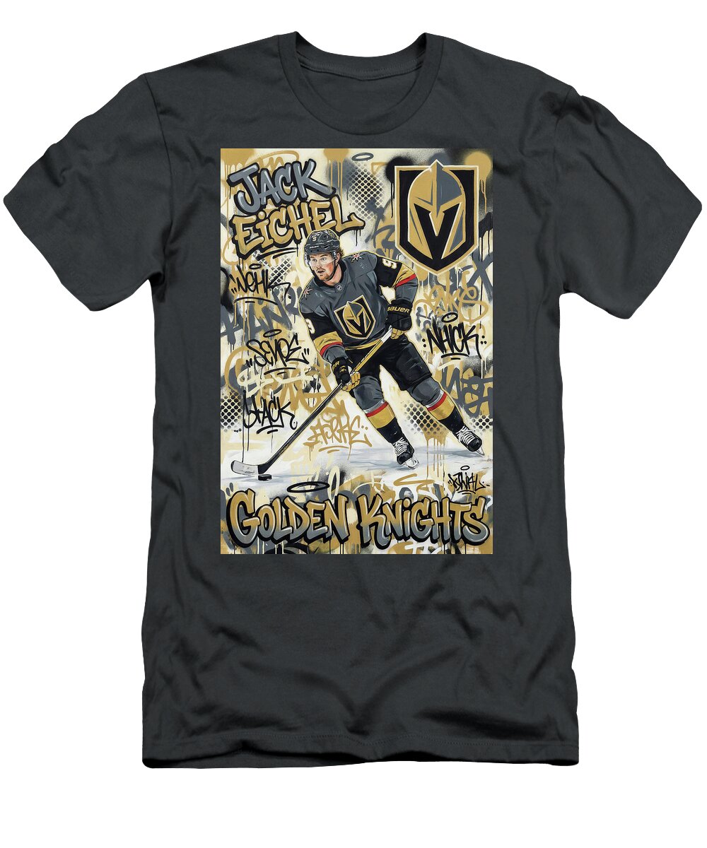Jack Eichel Golden Knights Graffiti Poster Hockey Player NHL Sampadart Gallery T-Shirt