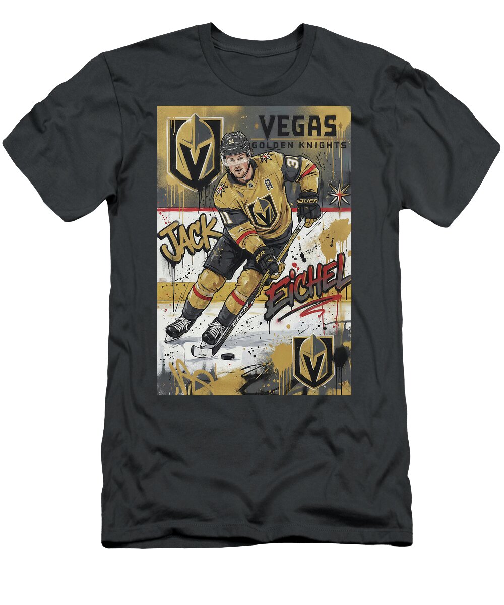 Jack Eichel Vegas Golden Knights Graffiti Poster Hockey Player NHL Sampadart Gallery T-Shirt
