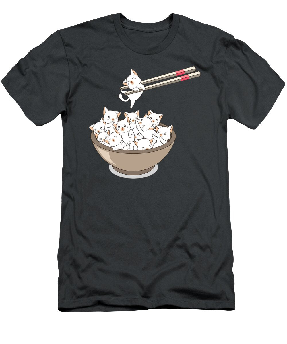 Japanese Cat Ramen Bowl Chopsticks Calan Logan T-Shirt