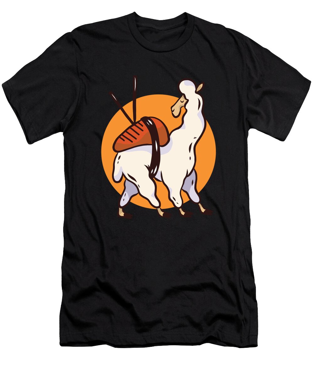 Japanese Cuisine Sushi Llama Cute and Funny Animal Art Designs T-Shirt