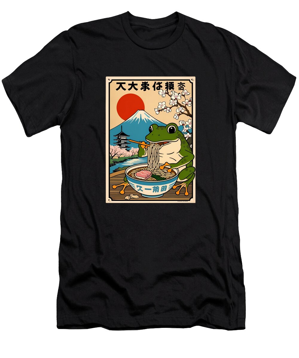 Japanese Frog Eating Ramen Murellos Design T-Shirt