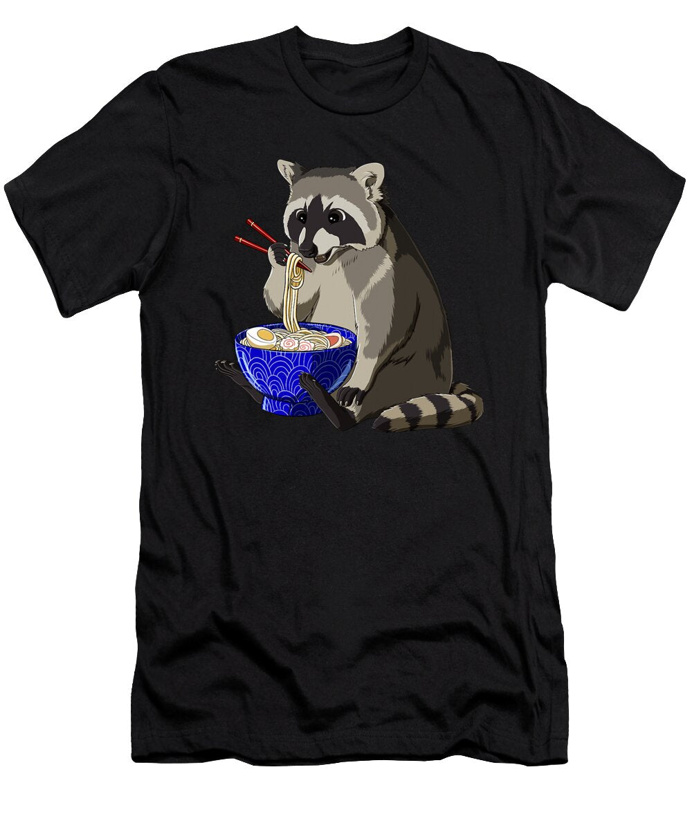 Japanese Noodles Kawaii Ramen Bowl Funny Raccoon Dhbubble T-Shirt