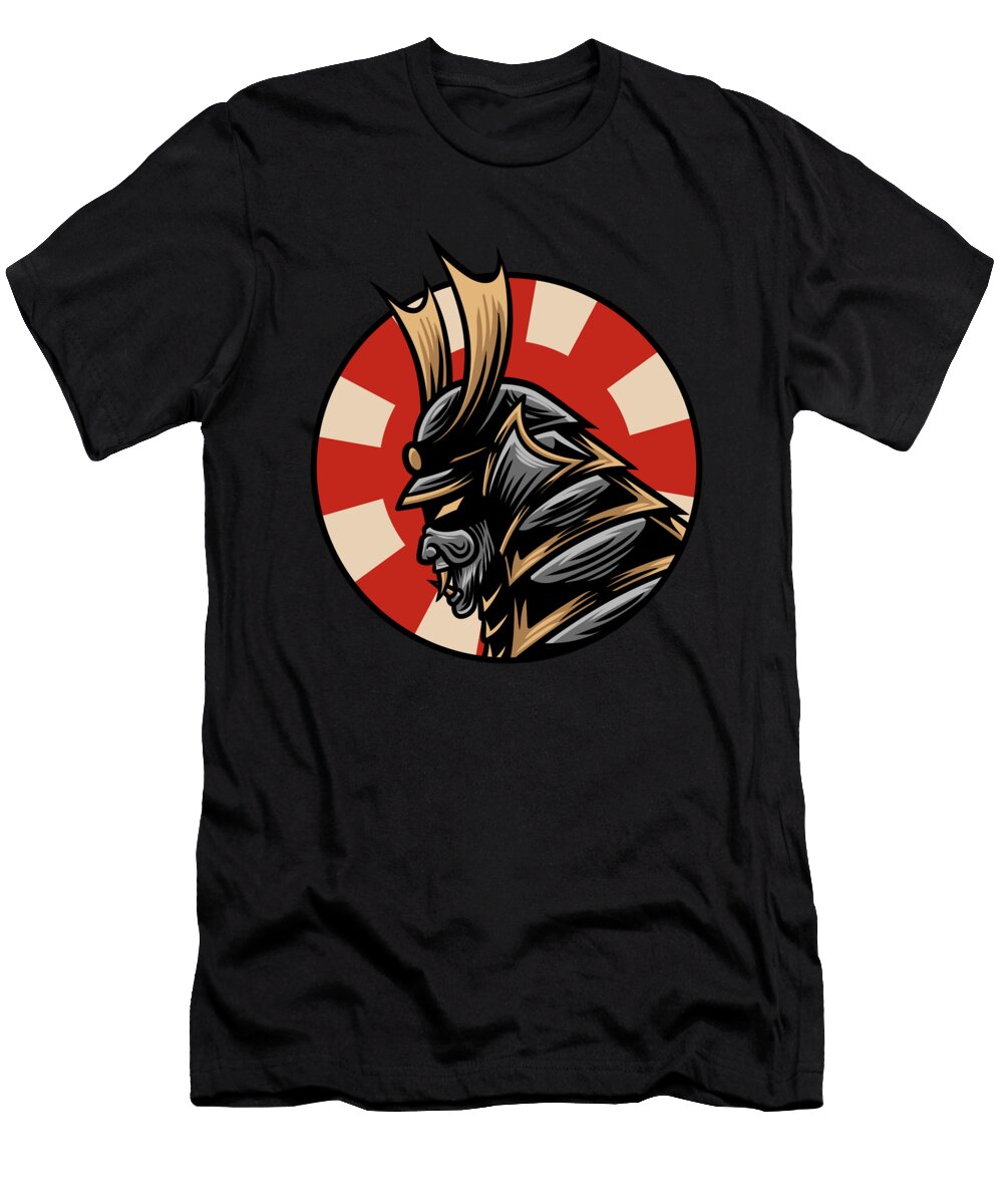 Japanese Samurai Demon in Armor with Japanese Sun Licensed Art T-Shirt