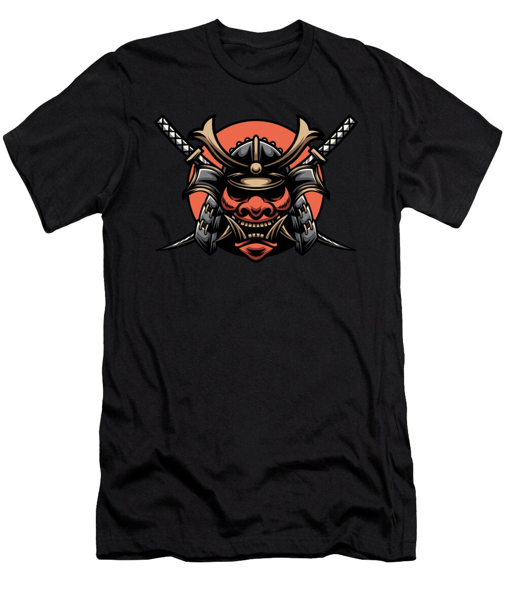 Japanese Samurai Demon in Armor with Katana Swords Licensed Art T-Shirt