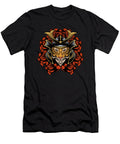 Japanese Tiger in Samurai Armor with Red Flowers Licensed Art T-Shirt