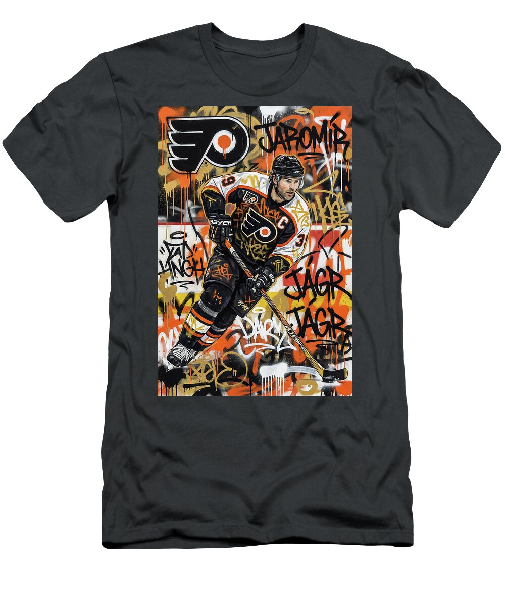 Jaromir Jagr in Graffiti Style Graffiti Poster Hockey Player NHL Sampadart Gallery T-Shirt