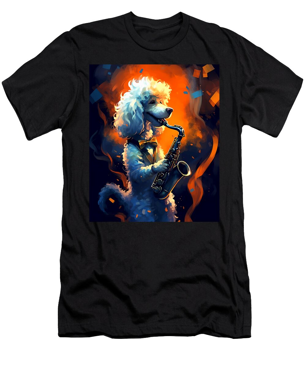 Jazz Musician Poodle Dog Saxophone Natalie Lidford T-Shirt