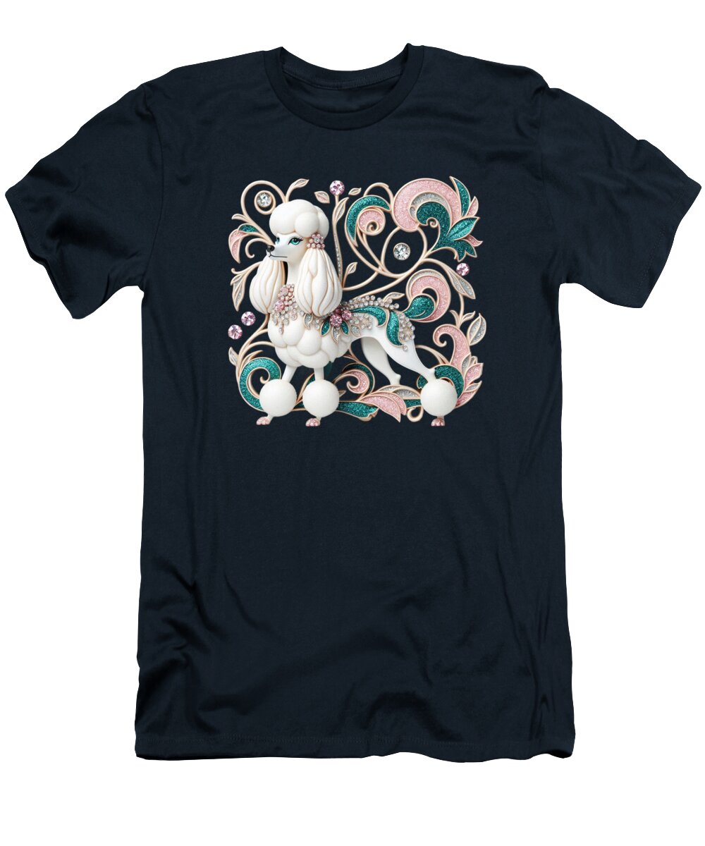 Jeweled White Poodle Debra Miller T-Shirt