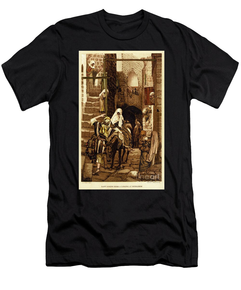 Joseph Seeks a Lodging At Bethlehem James Jacques Joseph Tissot T-Shirt
