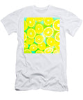 Juicy Yellow Lemon Pattern Abstract with Green Background Tim LA T-Shirt