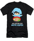 Just a Boy Who Loves Anime and Ramen Funny Anime Eq Designs T-Shirt