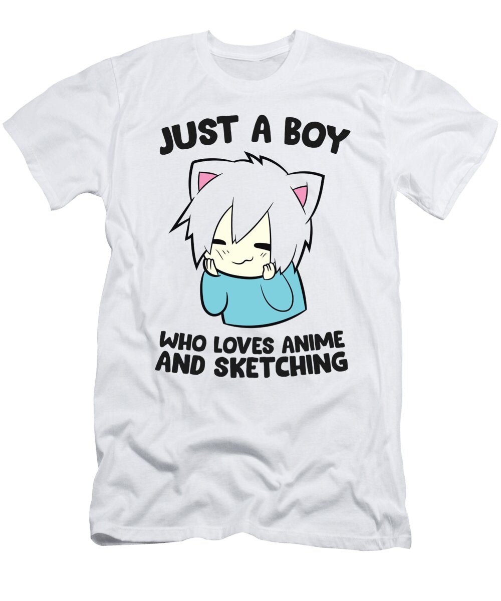 Just a Boy Who Loves Anime and Sketching Love Anime Eq Designs T-Shirt