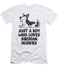 Just a Boy Who Loves Siberian Huskies Eq Designs T-Shirt
