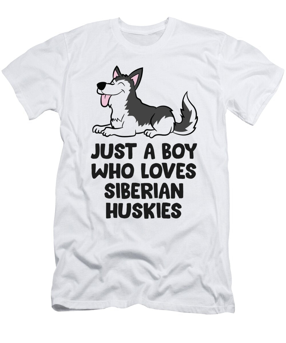 Just a Boy Who Loves Siberian Huskies Eq Designs T-Shirt