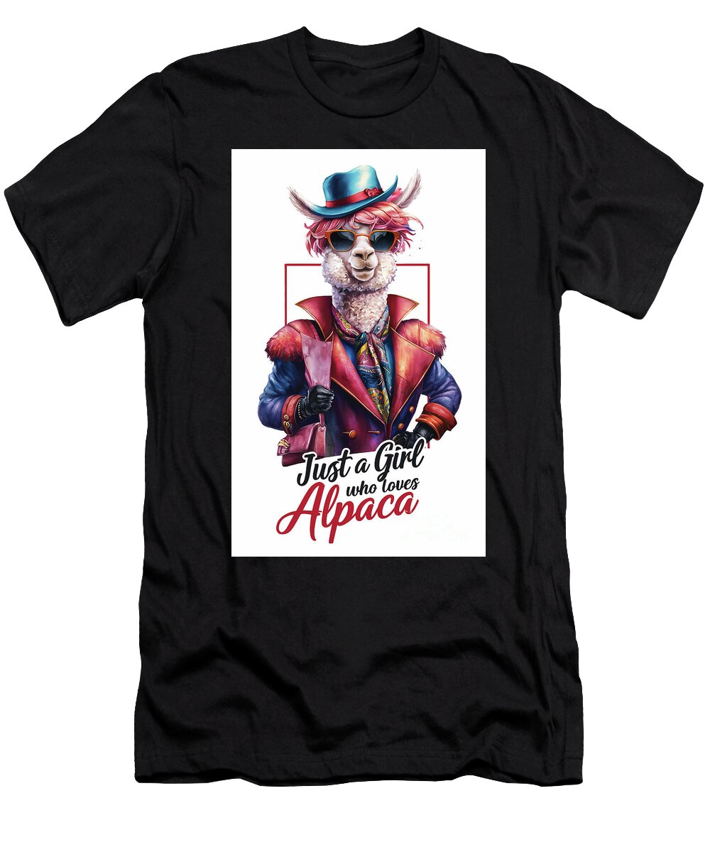 Just a Girl Who Loves Alpaca Alpaca Lover Alpaca Funny Cute Animal Rhys Jacobson T-Shirt