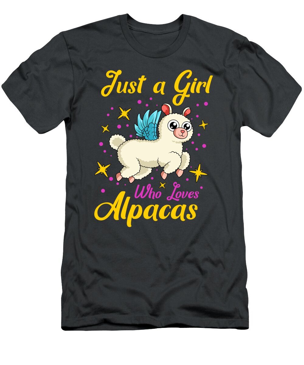 Just a Girl Who Loves Alpacas Alpaca for Girls Women Girls Llama Stars Crazy Squirrel T-Shirt