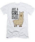 Just a Girl Who Loves Alpacas Funny Alpaca Eq Designs T-Shirt