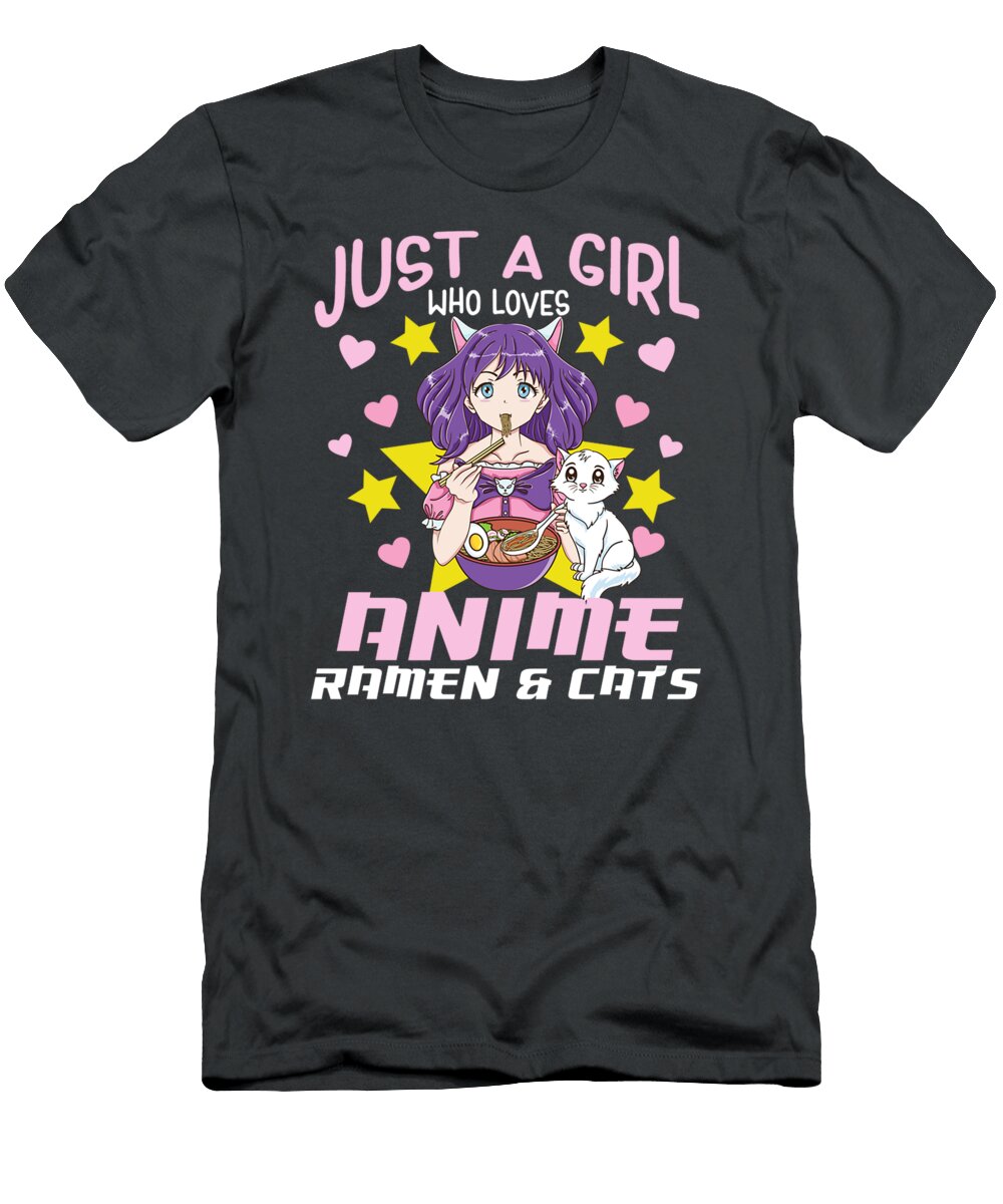 Just a Girl Who Loves Anime Ramen and Cats Cute Manga Girl Kieran Alexa T-Shirt