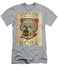 Just a Girl Who Loves Boba Cute Kawaii Cat with Bubble Tea Grover Mcclure T-Shirt