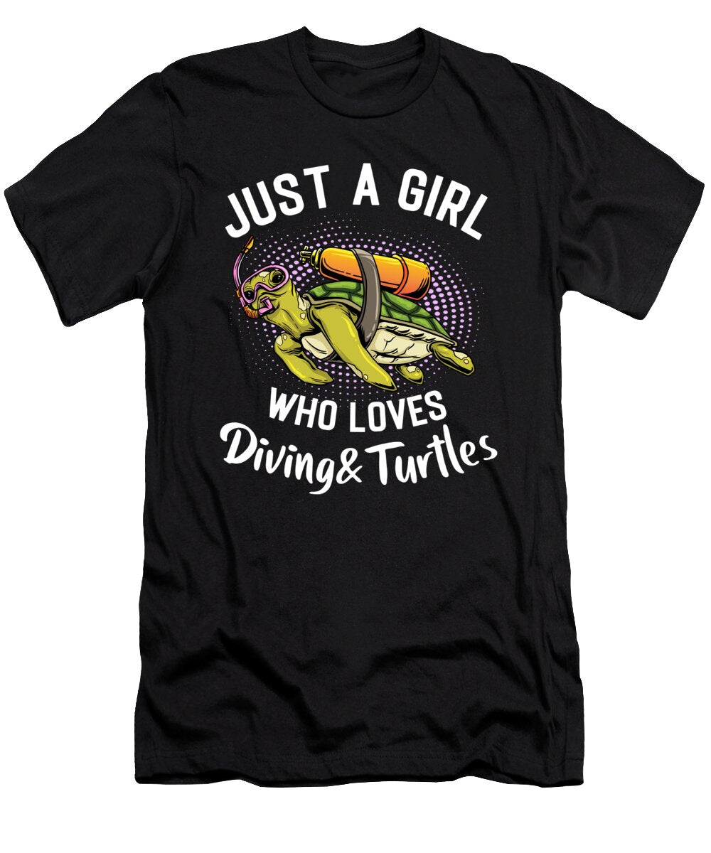 Just a Girl Who Loves Diving Turtles Strong Print Designs T-Shirt