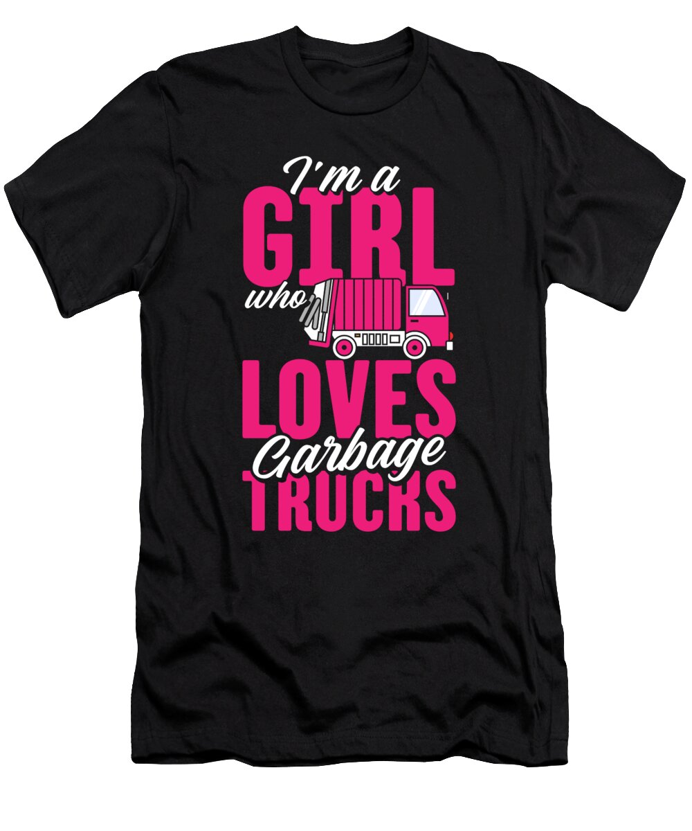 Just a Girl Who Loves Garbage Trucks Driver Garbage Truck Crazy Squirrel T-Shirt