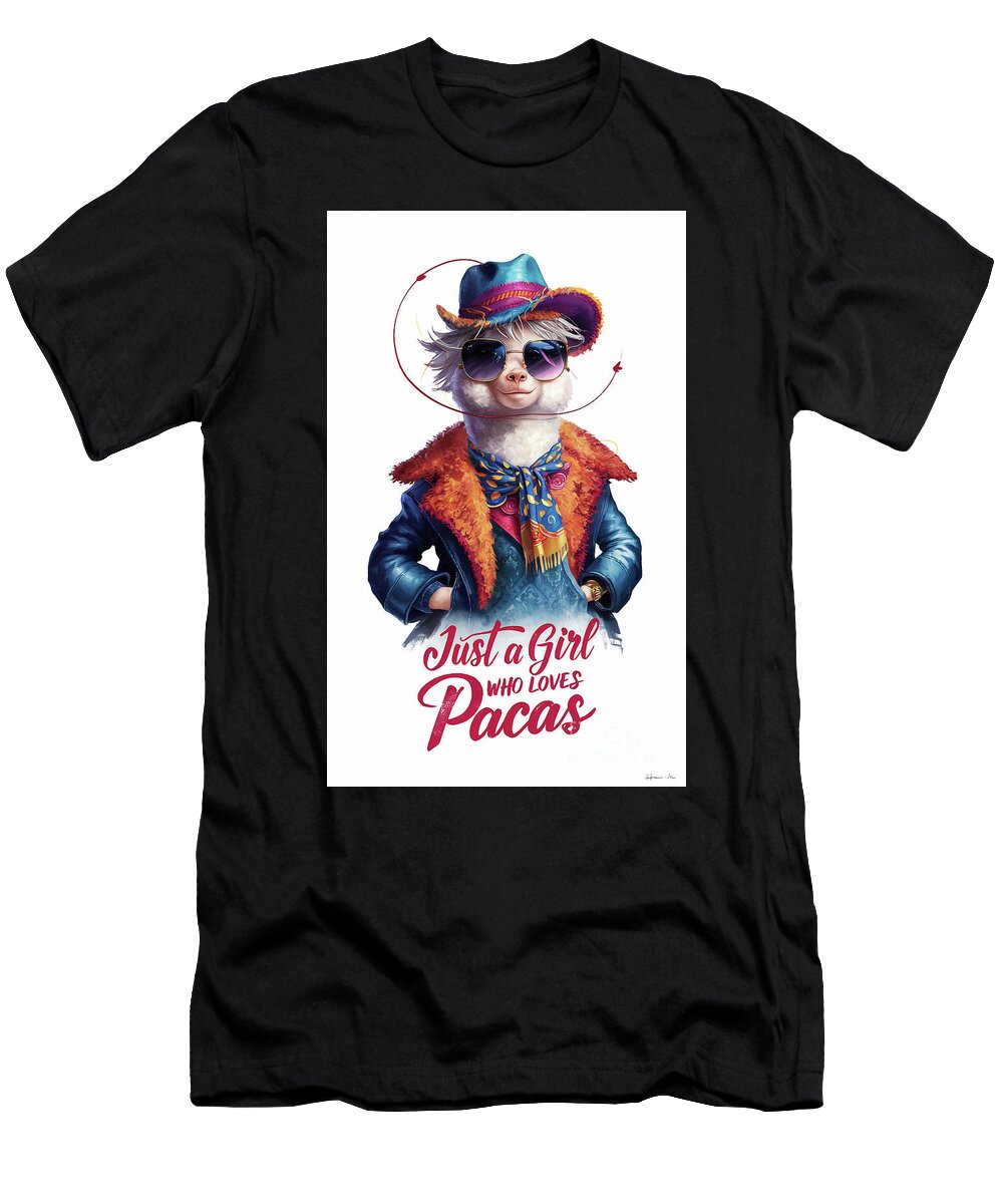 Just a Girl Who Loves Pacas Pacas Lover Pacas Funny Cute Animal Rhys Jacobson T-Shirt