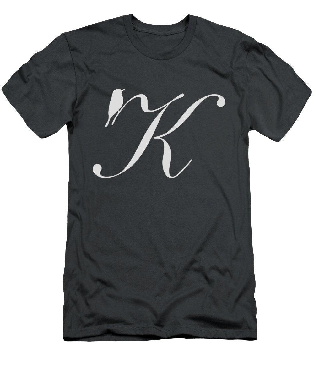 K in Light Gray Bird and Script Custom Home Fashions T-Shirt