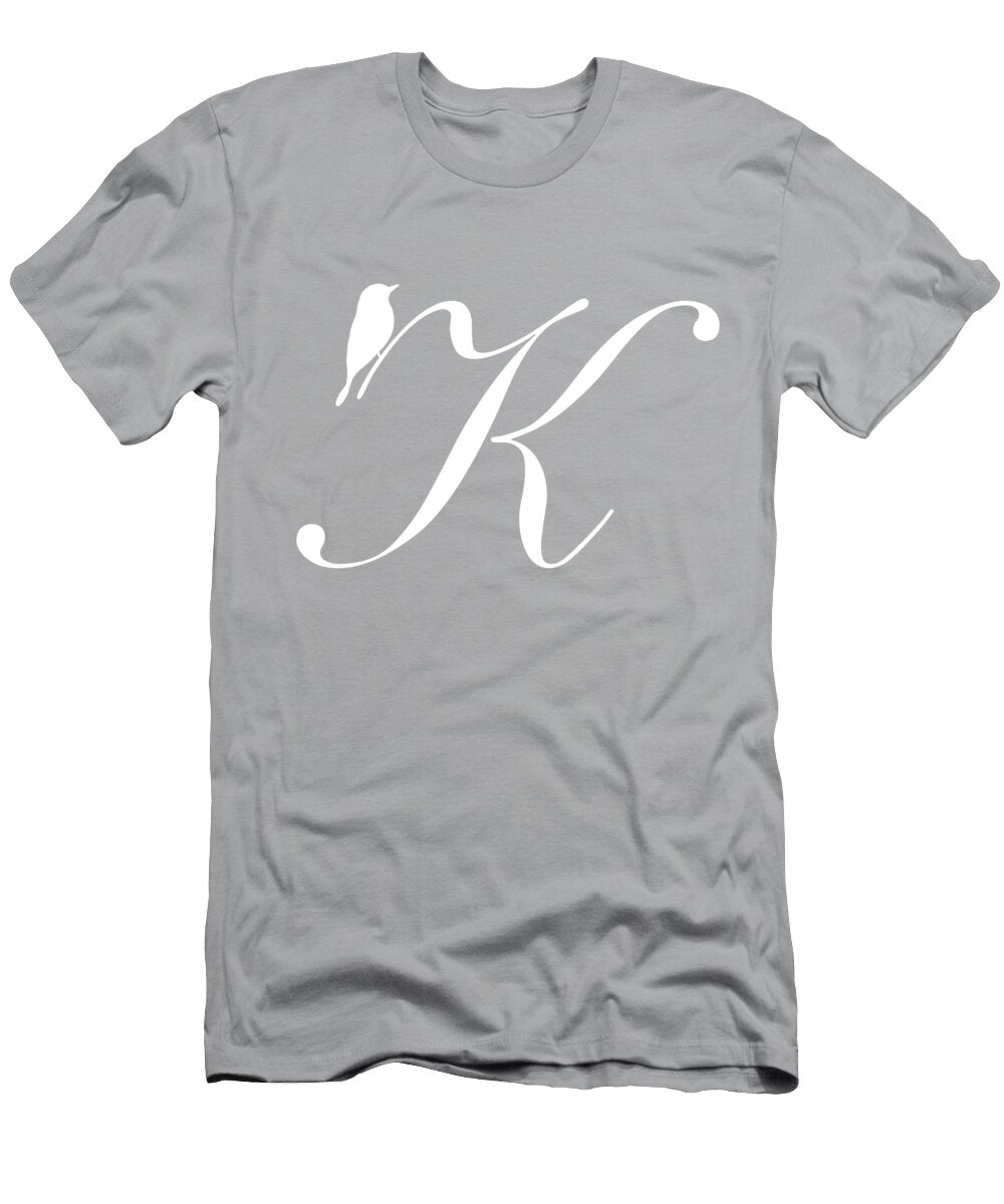 K in White Bird and Script Custom Home Fashions T-Shirt