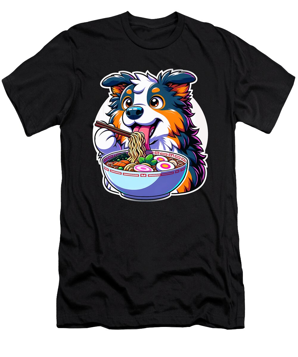 Kawaii Anime Australian Shepherd Dog Ramen Zyneu Gangd T-Shirt