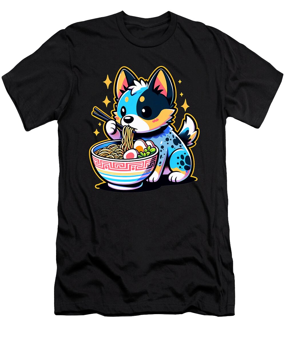 Kawaii Anime Blue Heeler Dog Ramen Zyneu Gangd T-Shirt