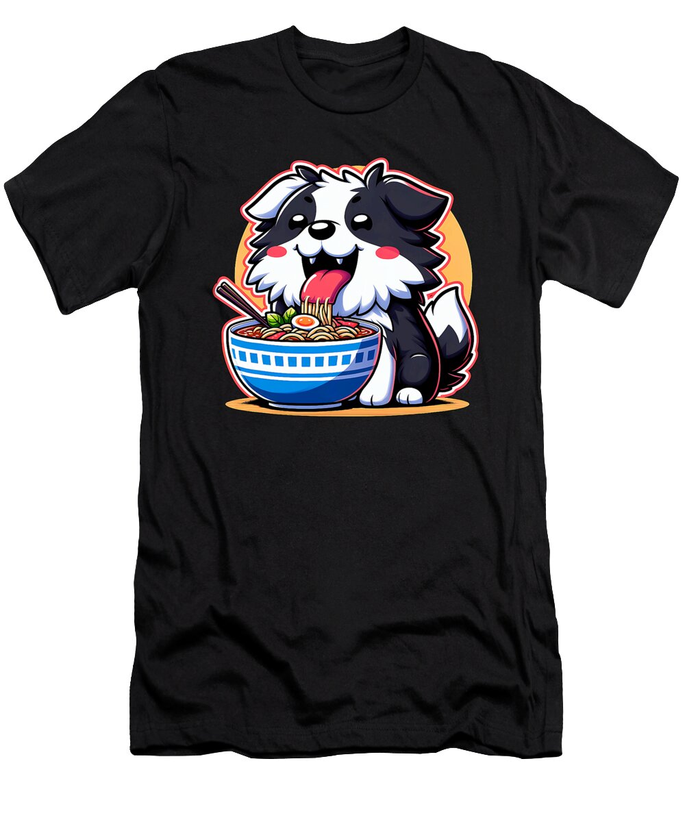 Kawaii Anime Border Collie Dog Ramen Zyneu Gangd T-Shirt