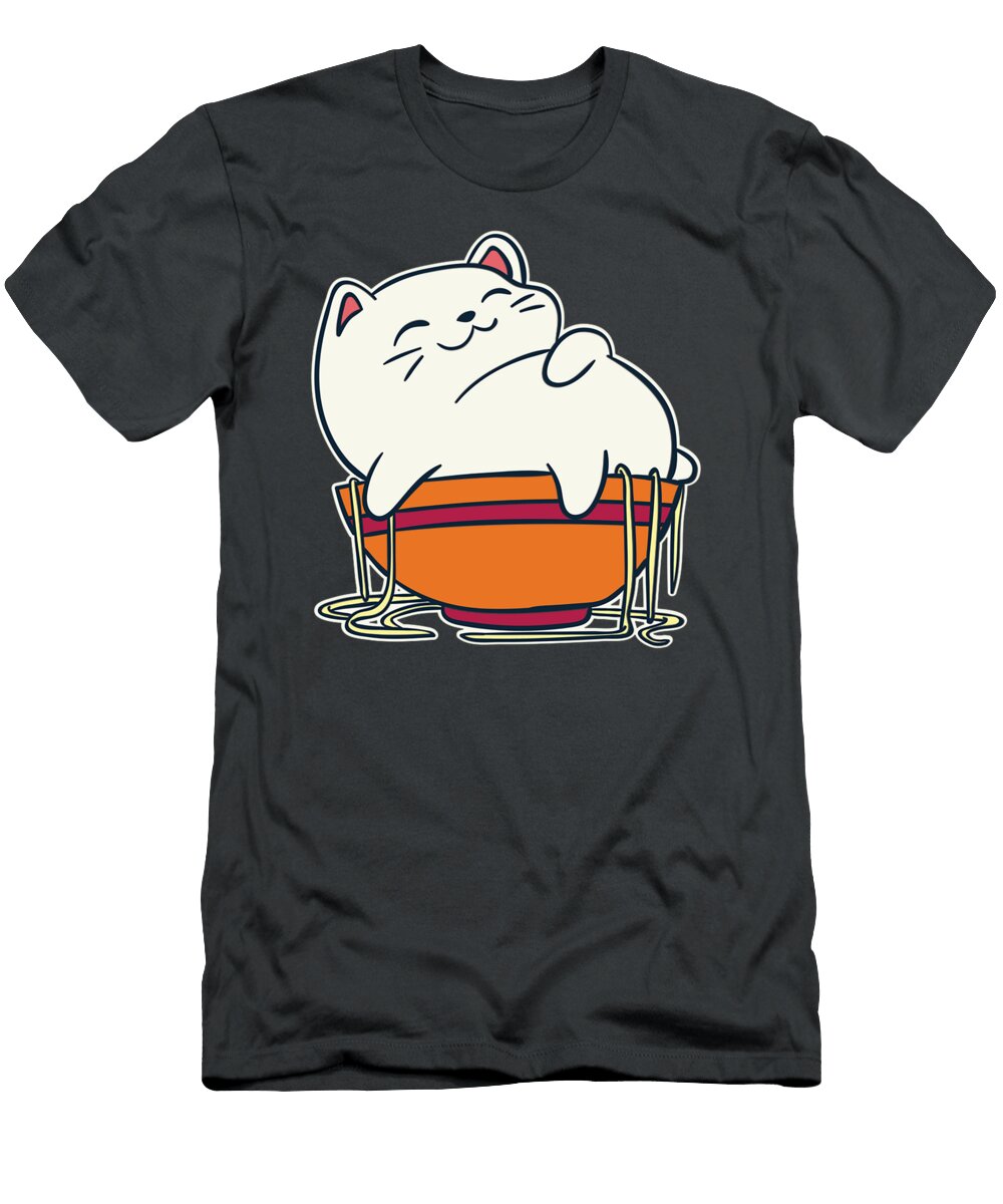 Kawaii Anime Cat I Cat Eating Ramen Karis Dorota T-Shirt