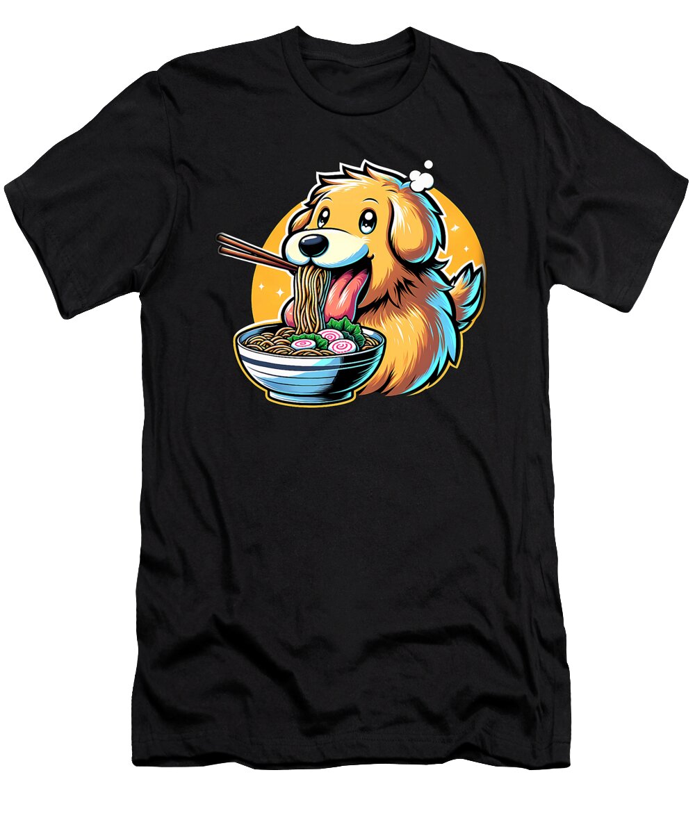Kawaii Anime Golden Retriever Dog Ramen Zyneu Gangd T-Shirt