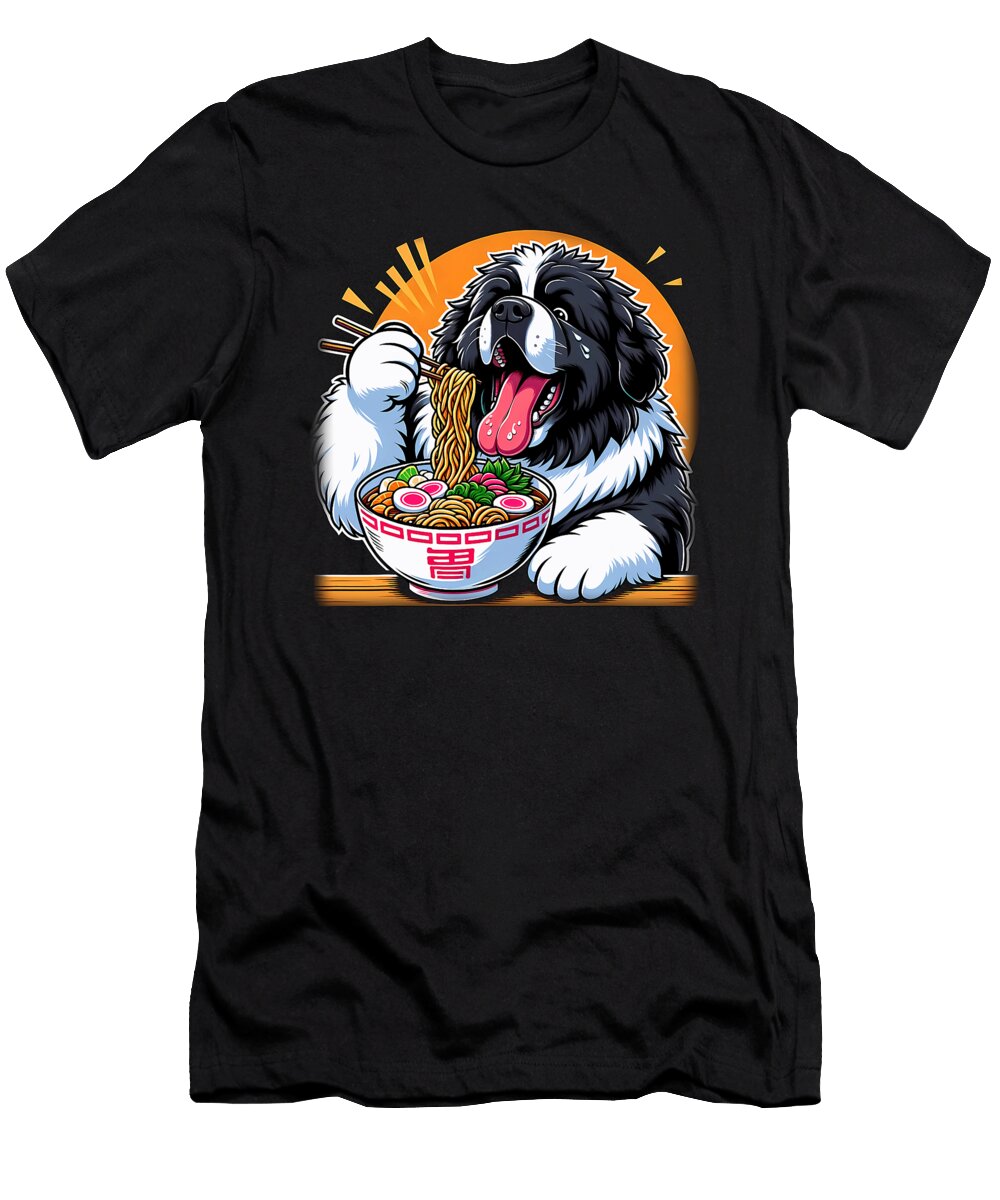 Kawaii Anime Landseer Newfoundland Dog Ramen Zyneu Gangd T-Shirt
