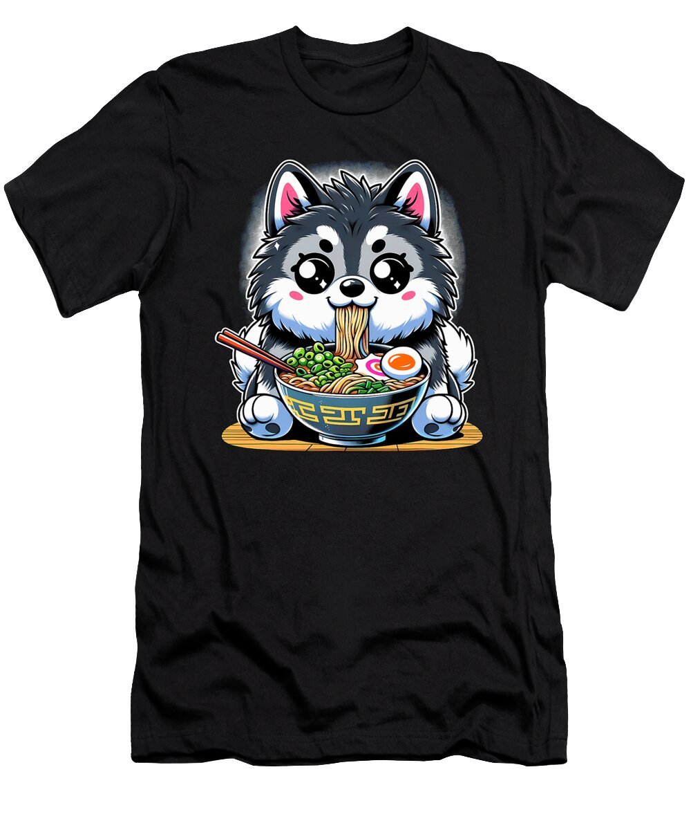 Kawaii Anime Norwegian Elkhound Dog Ramen Zyneu Gangd T-Shirt