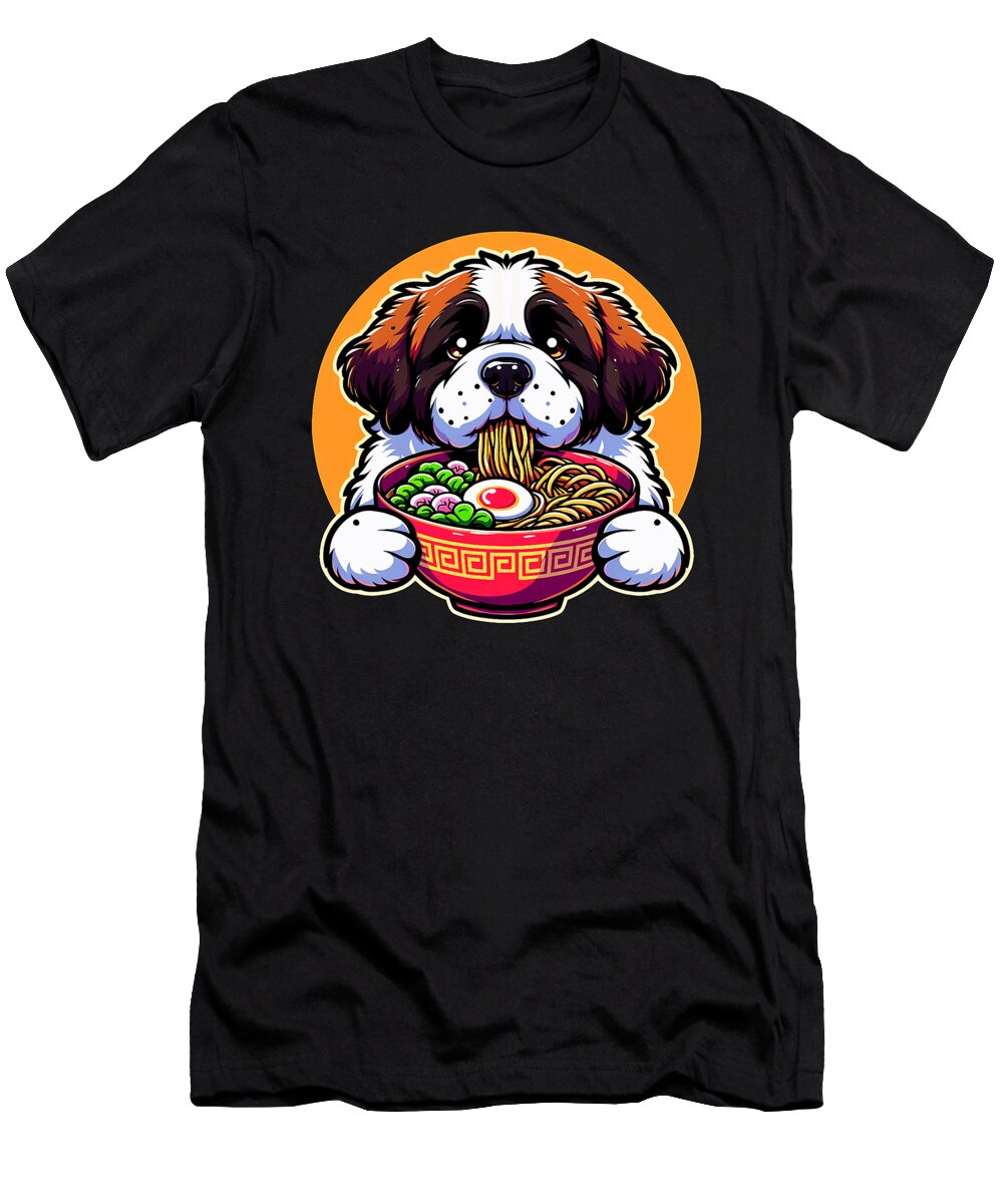 Kawaii Anime Saint Bernard Dog Ramen Zyneu Gangd T-Shirt