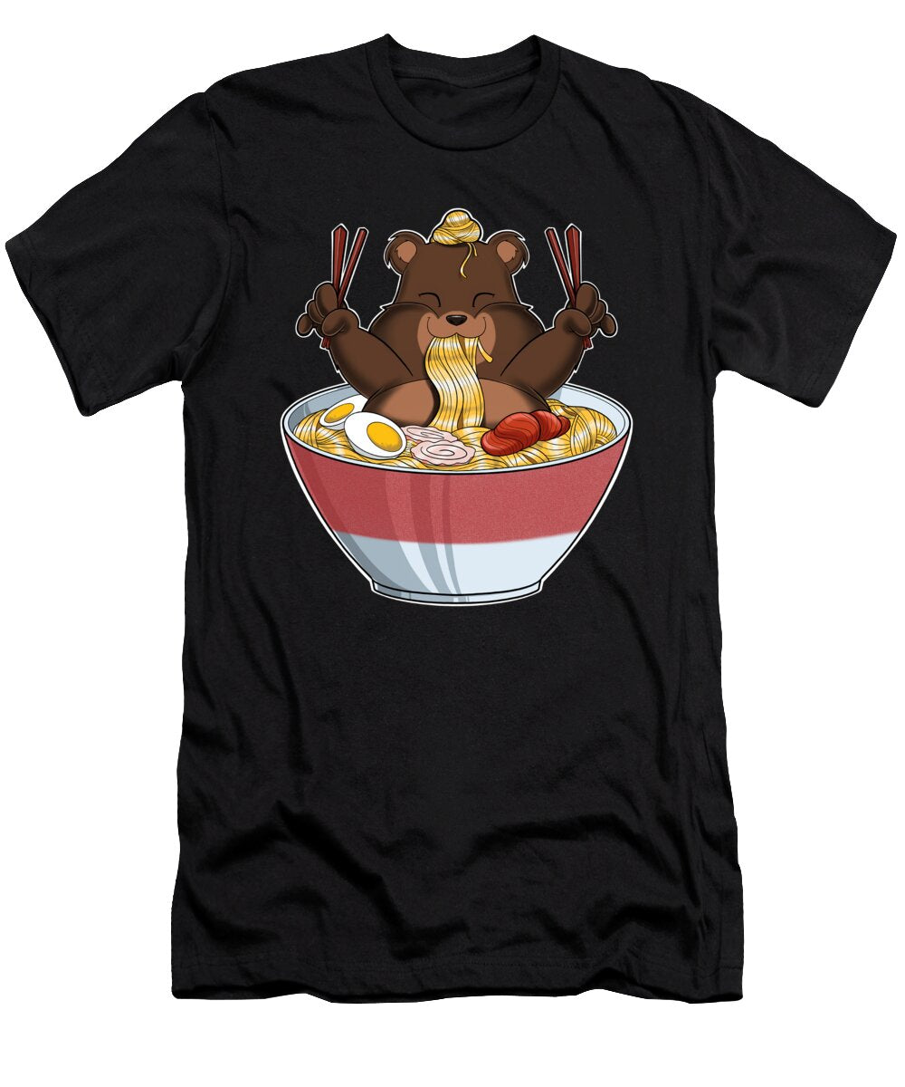 Kawaii Bear Japanese Ramen Noodles I Otaku Anime Bear Maximus Designs T-Shirt