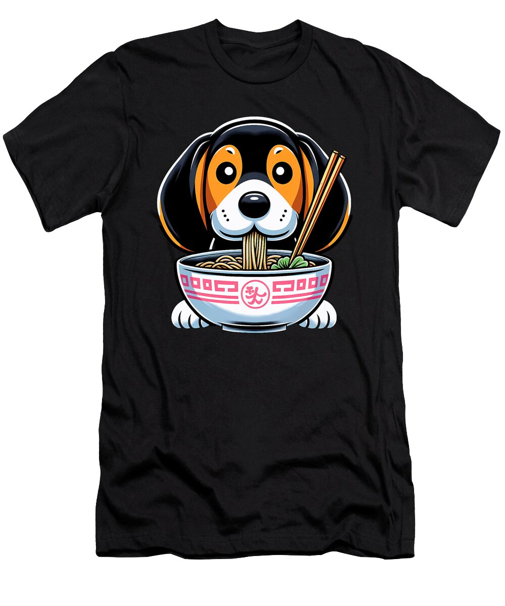 Kawaii Black and Tan Coonhound Dog Ramen Zyneu Gangd T-Shirt