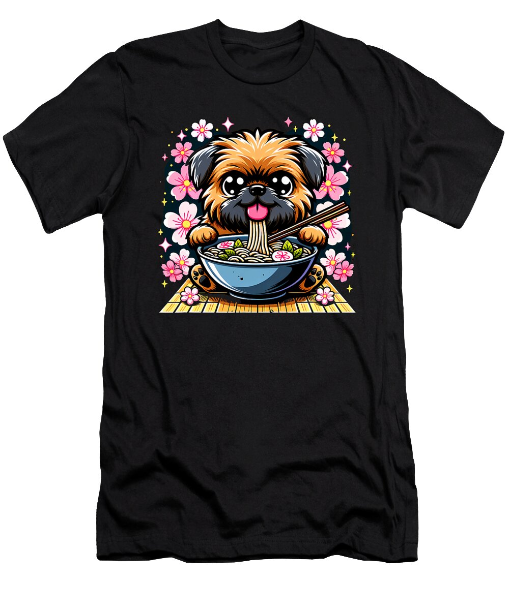 Kawaii Brussels Griffon Dog Eating Ramen Zyneu Gangd T-Shirt