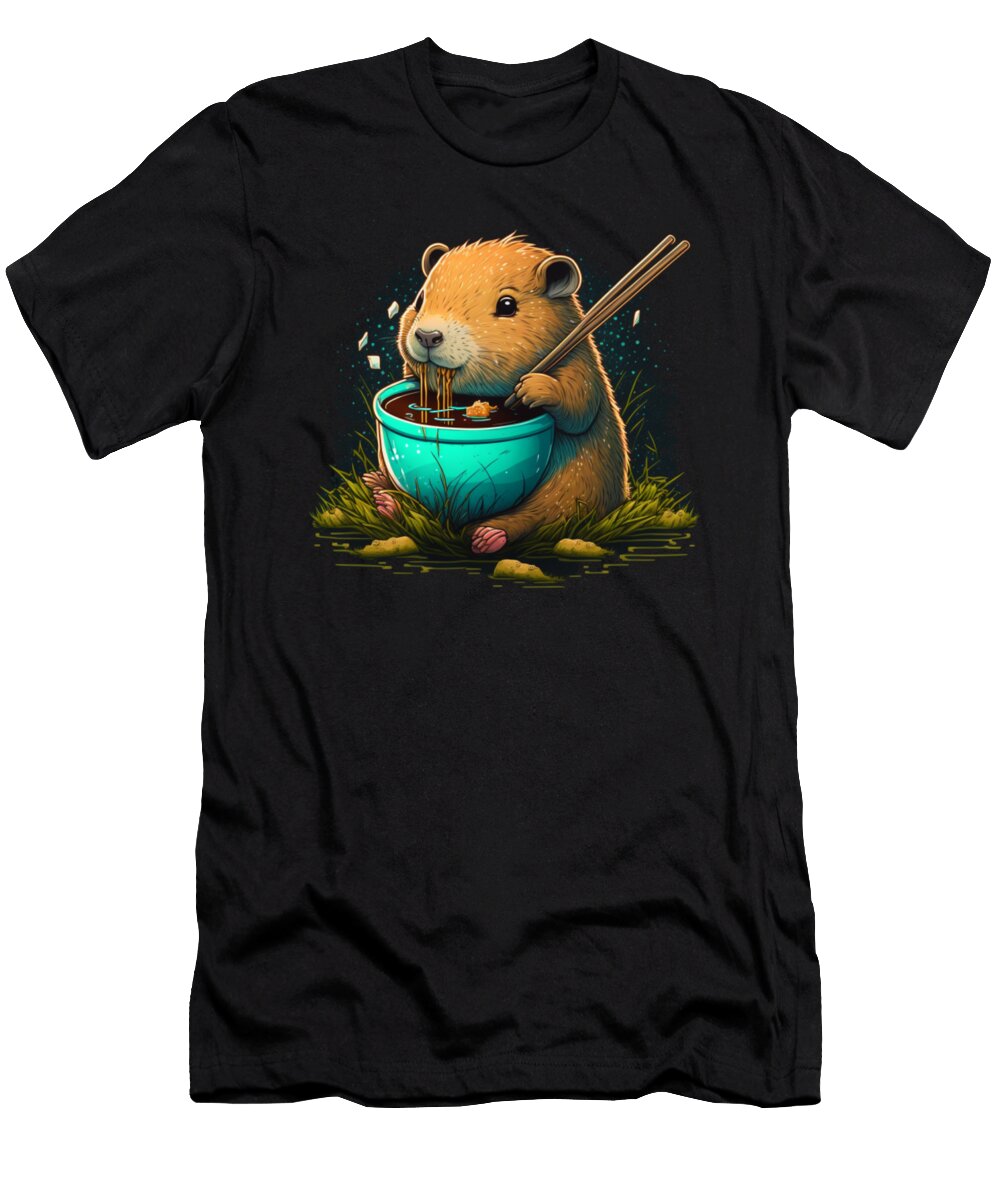 Kawaii Capybara Eating Ramen Noodles Japanese Food Gifts Orgence Matungwa T-Shirt