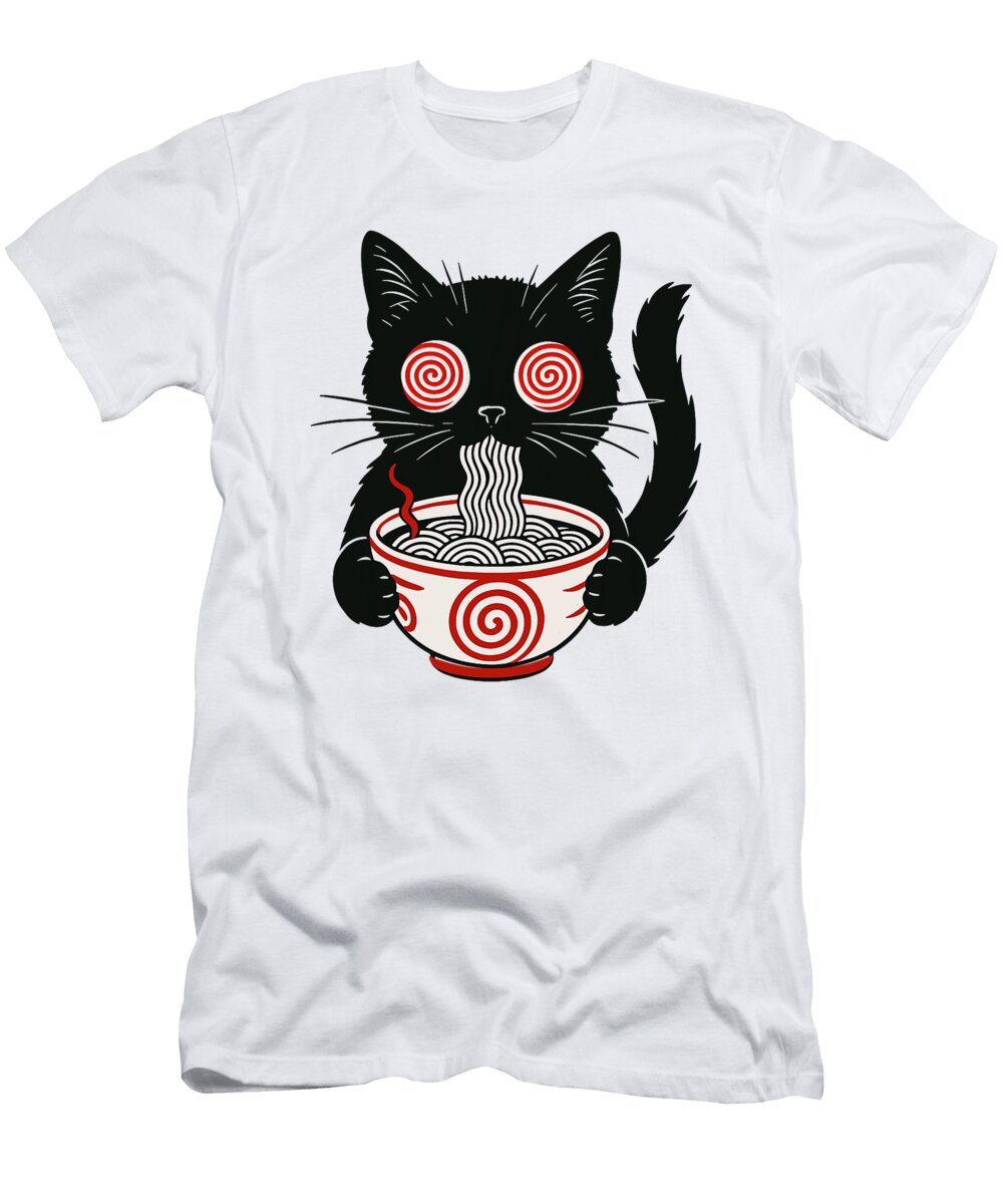 Kawaii Cat Eating Ramen Noodles Funny Cat Men Zyneu Gangd T-Shirt