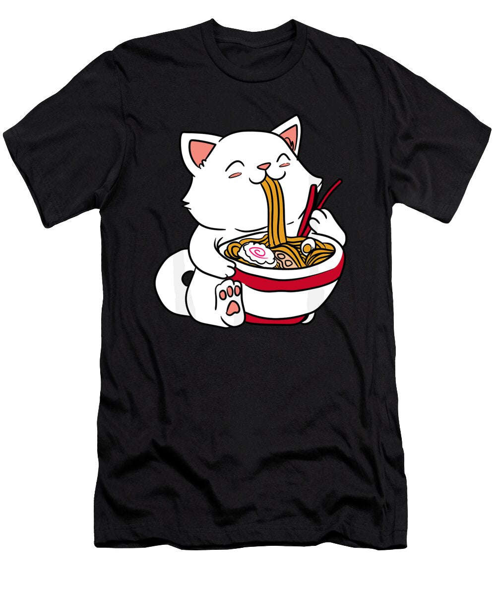 Kawaii Cat Eating Ramen Noodles Japanese Food Anime 1 T-Shirt