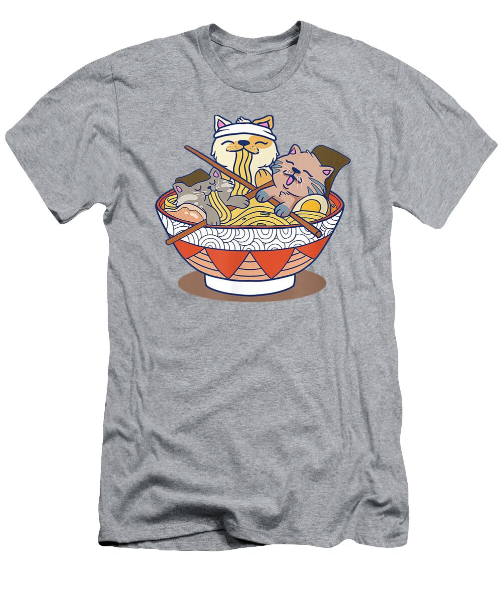Kawaii Cats Anime Gift Idea Japanese Ramen Noodles Karis Dorota T-Shirt