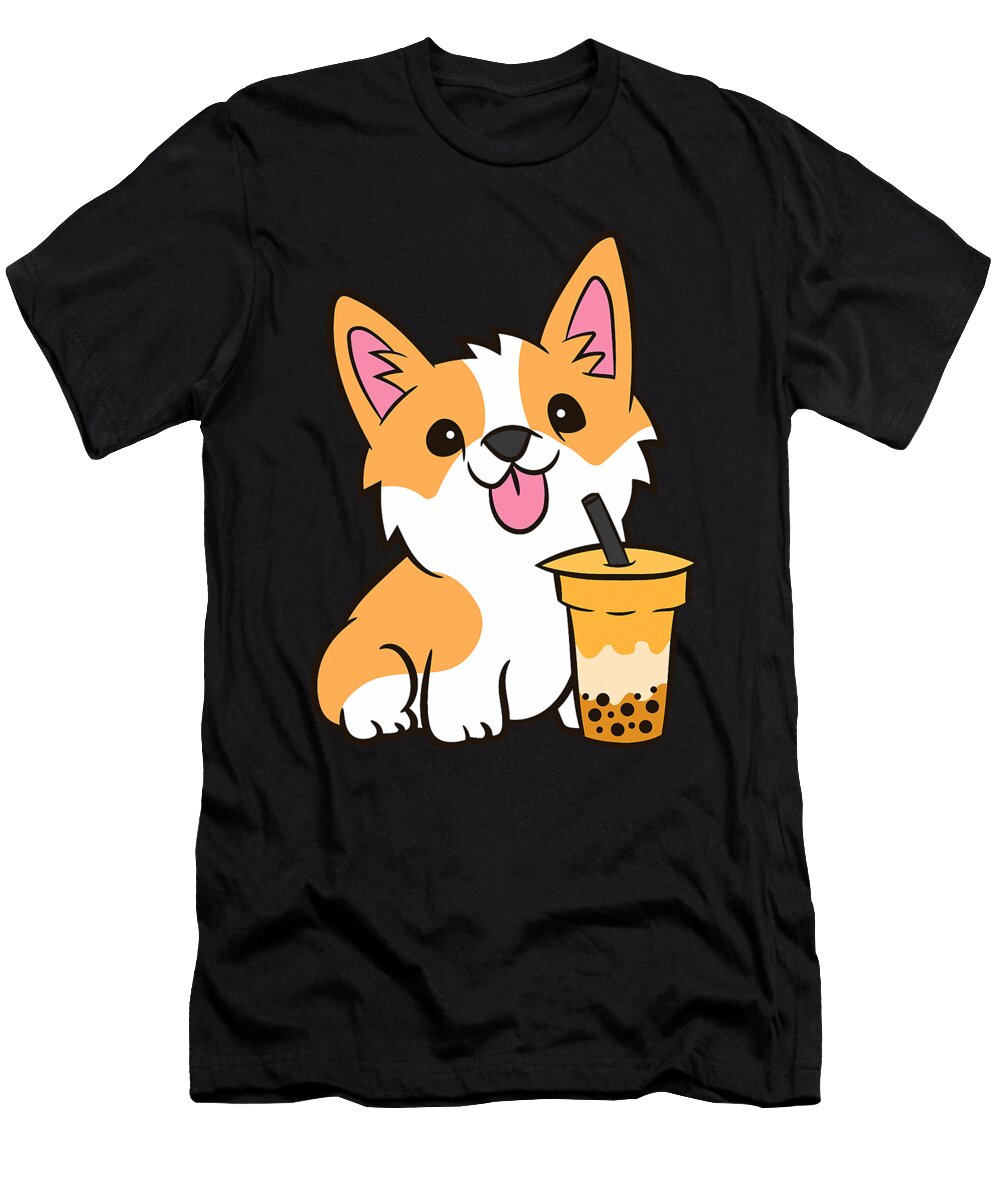 Kawaii Corgi Dog Drinking Bubble Tea Boba Tea Zyneu Gangd T-Shirt