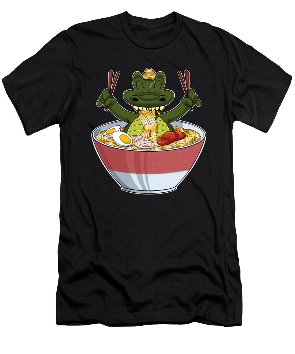 Kawaii Crocodile Japan Ramen Noodles I Otaku Anime Crocodile Maximus Designs T-Shirt