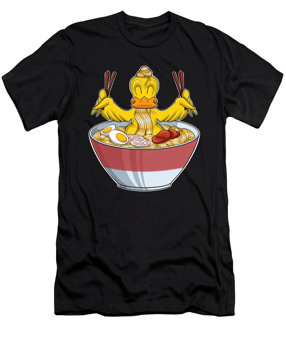 Kawaii Duckling Japanese Ramen Noodles Otaku Anime Duckling Maximus Designs T-Shirt