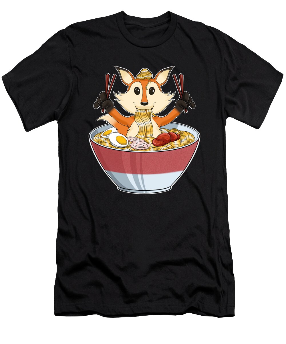 Kawaii Fox Japanese Ramen Noodles I Otaku Anime Fox Maximus Designs T-Shirt