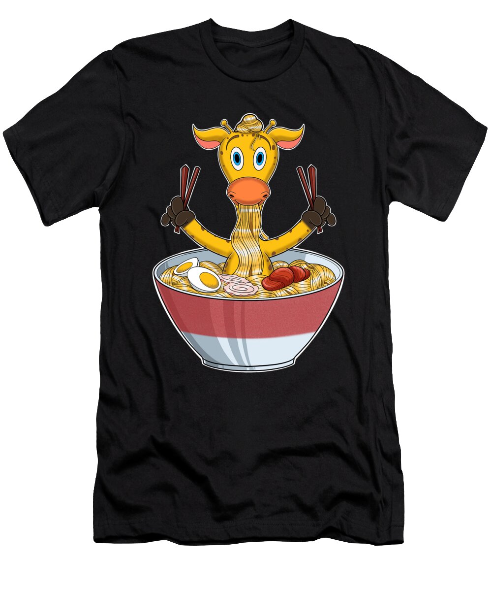 Kawaii Giraffe Japanese Ramen Noodles I Otaku Anime Giraffe Maximus Designs T-Shirt