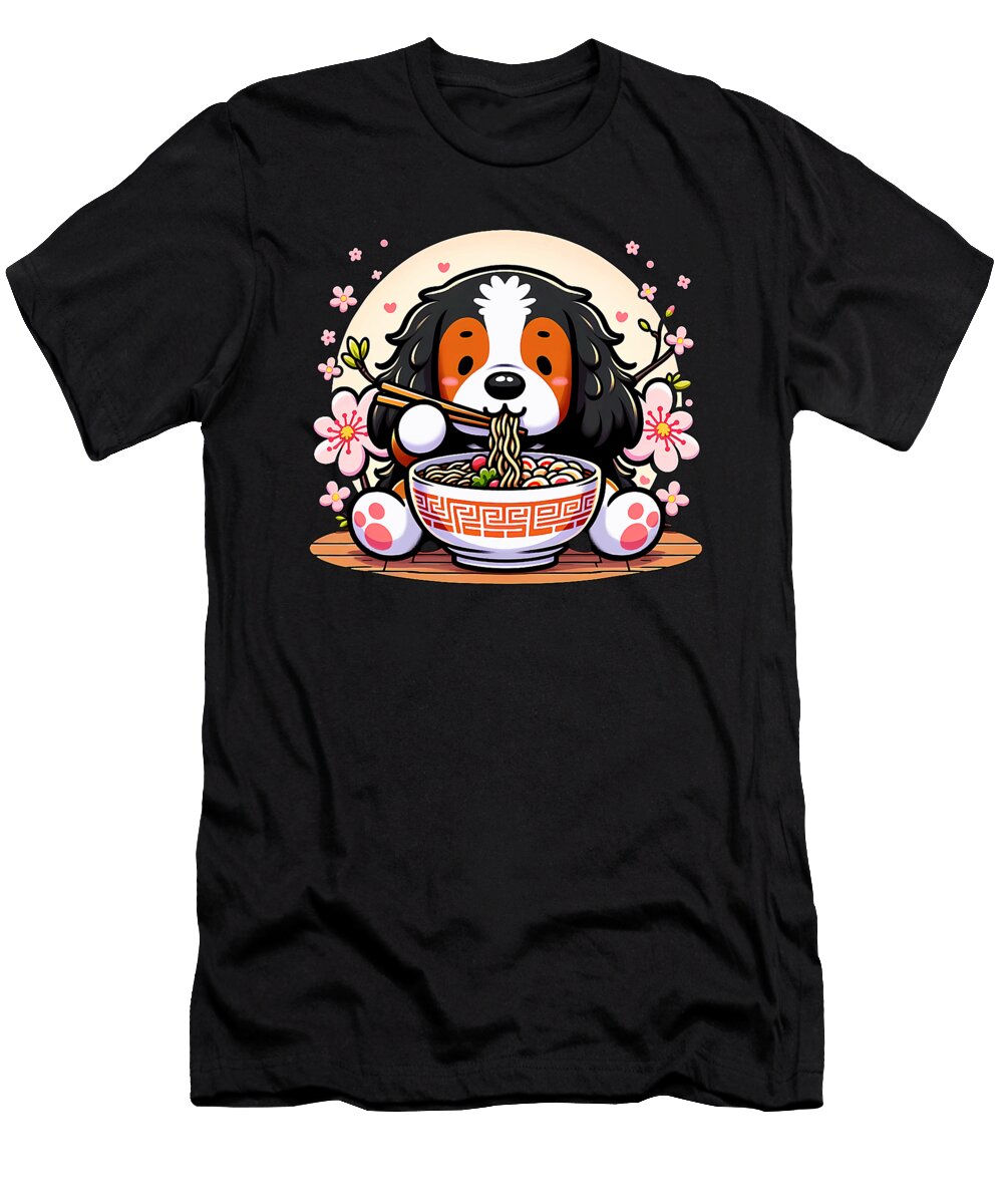 Kawaii Gordon Setter Dog Eating Ramen Zyneu Gangd T-Shirt